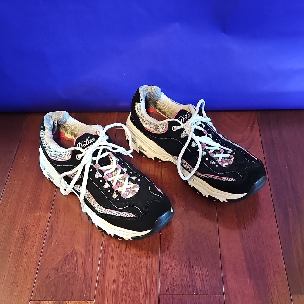 Skechers Black and White Athletic Shoes